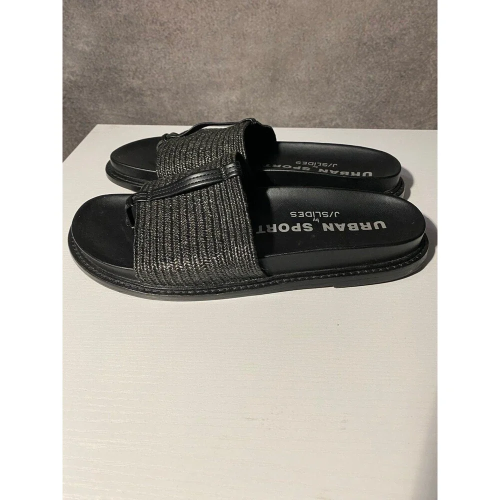 Urban Sport by J/Slides Black Woven Straw Raffia Thong Sandals Women’s Size 10 - Picture 4 of 7